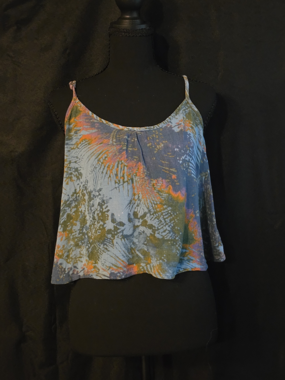 Sleeveless Tie-Dye Print Cami Top - Blue & Orange